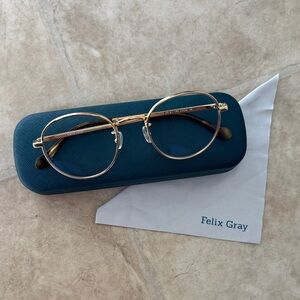 Felix Gray Hamilton in Gold Blue Light Filter (Non-Rx), Low Bridge Fit